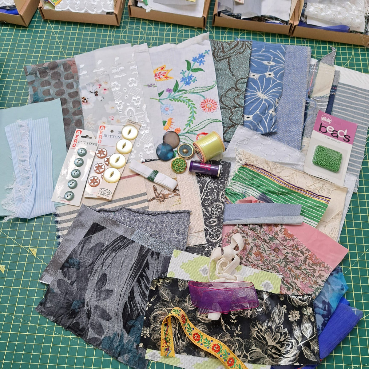 Scrapcraft Treasure Boxes - Craft Textiles Fabrics Notions - hand stitching, slow stitch, collage creative inspiration